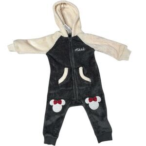 Disney Minnie Mouse Fuzzy Jumpsuit. Size 6/9 Months.